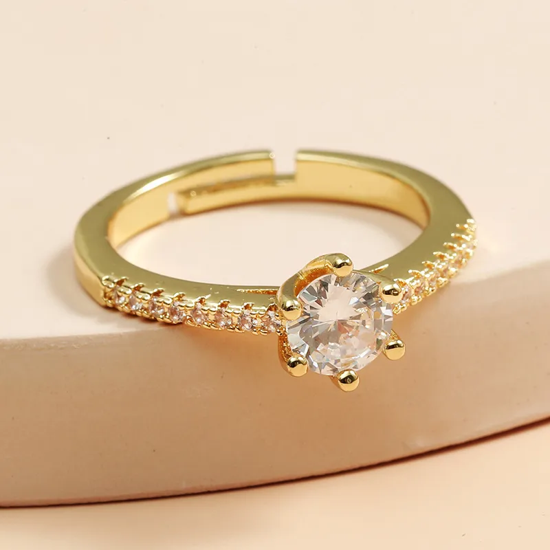 Elegant Gold-Tone Zircon Ring