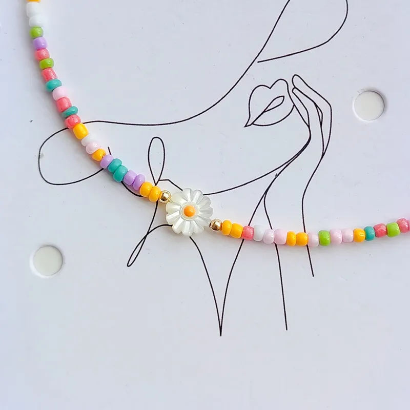 Colorful Daisy Beaded Necklace