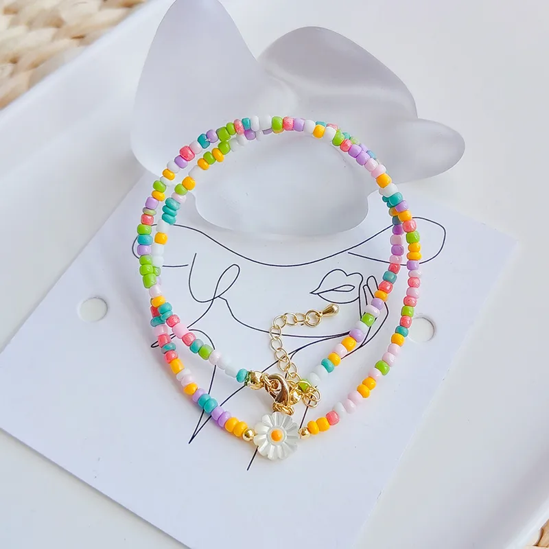 Colorful Daisy Beaded Necklace