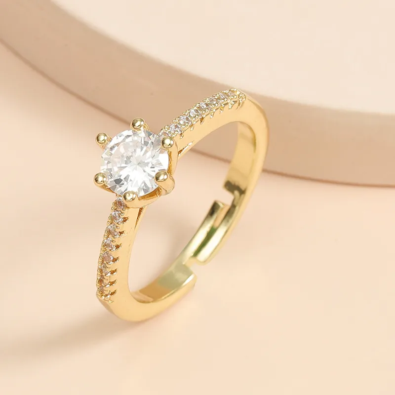 Elegant Gold-Tone Zircon Ring