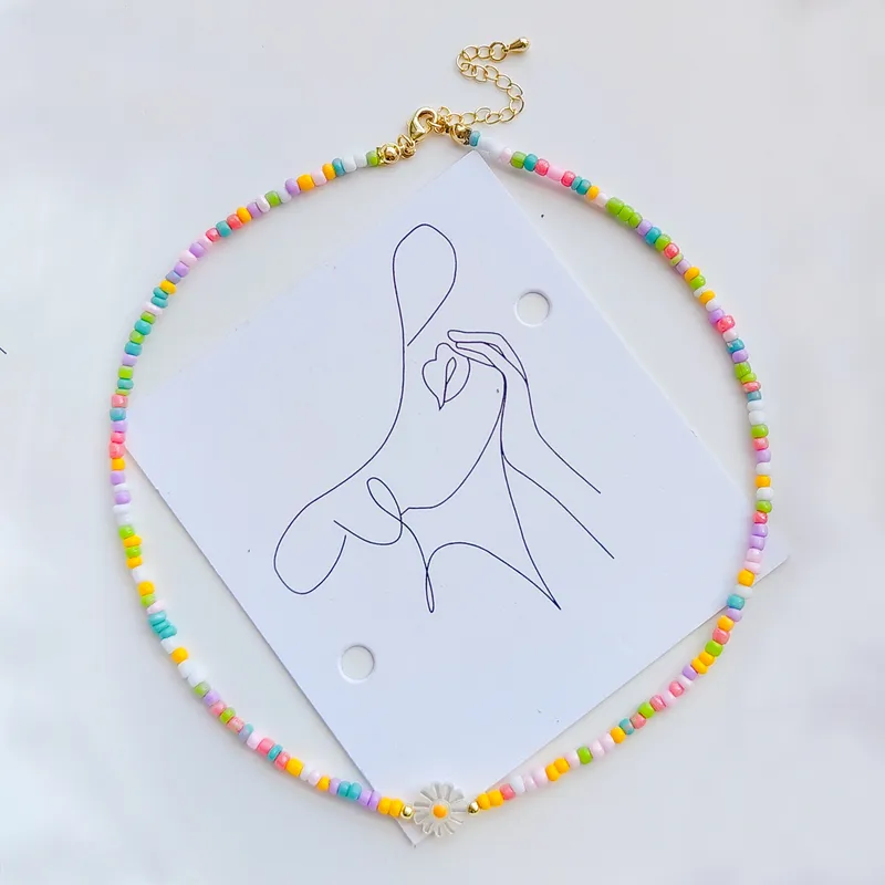 Colorful Daisy Beaded Necklace